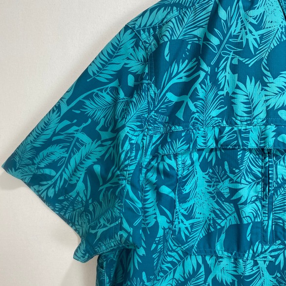 Duluth Trading Co Mens Short Sleeve Tropical Leaf Print Button Up Shirt XL - Picture 3 of 9